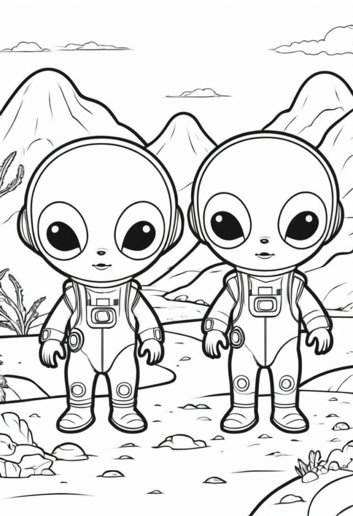 Aliens Coloring Sheets