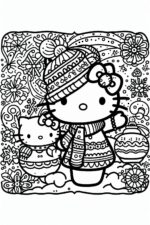 White, hello kitty coloring page activity that can be used in preschool coloring days. The edges o (1)