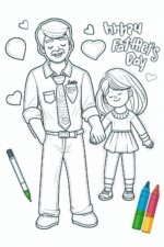 White, happy father's day coloring page activity that can be used in preschool coloring days. The