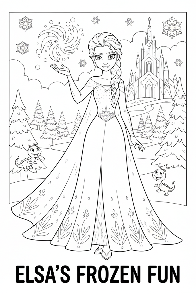 Elsa Frozen Fun Coloring Page
