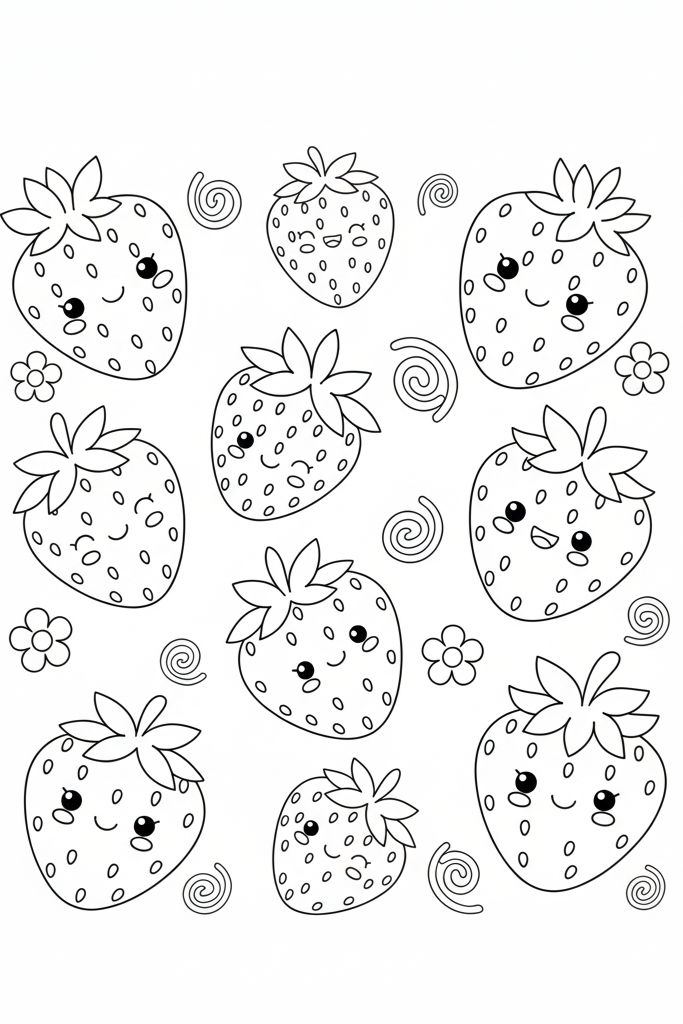 Strawberries Picture Coloring Page