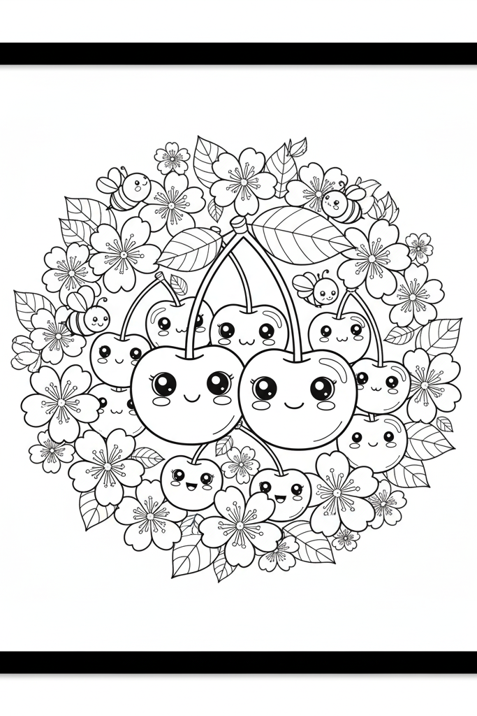 Cherry Coloring Page