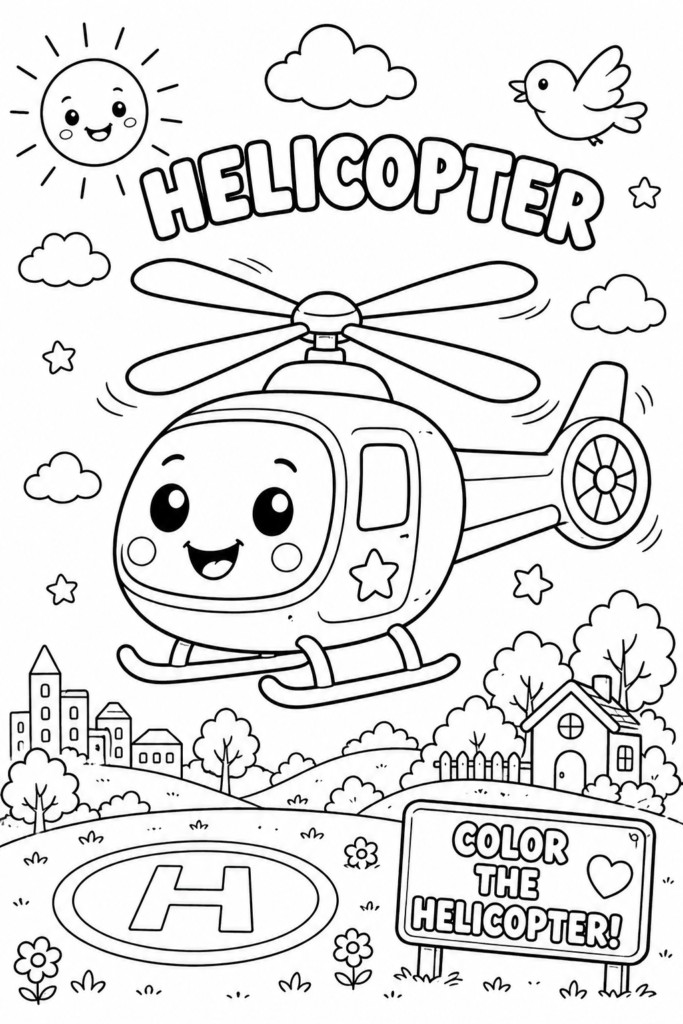 Kids Love Helicopter Coloring Pages