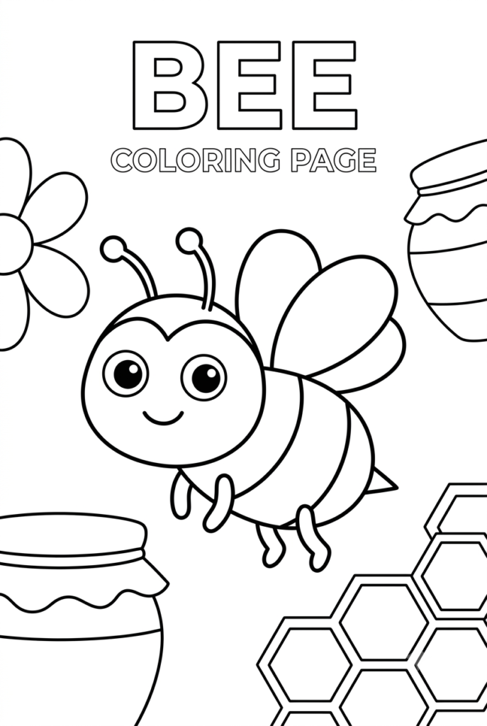 Bee Coloring Pages for Preschool and Kindergarten