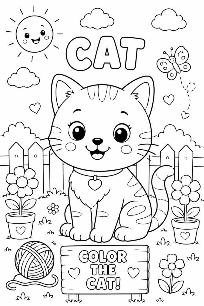 Cat Coloring Pages for Preschool and Kindergarten