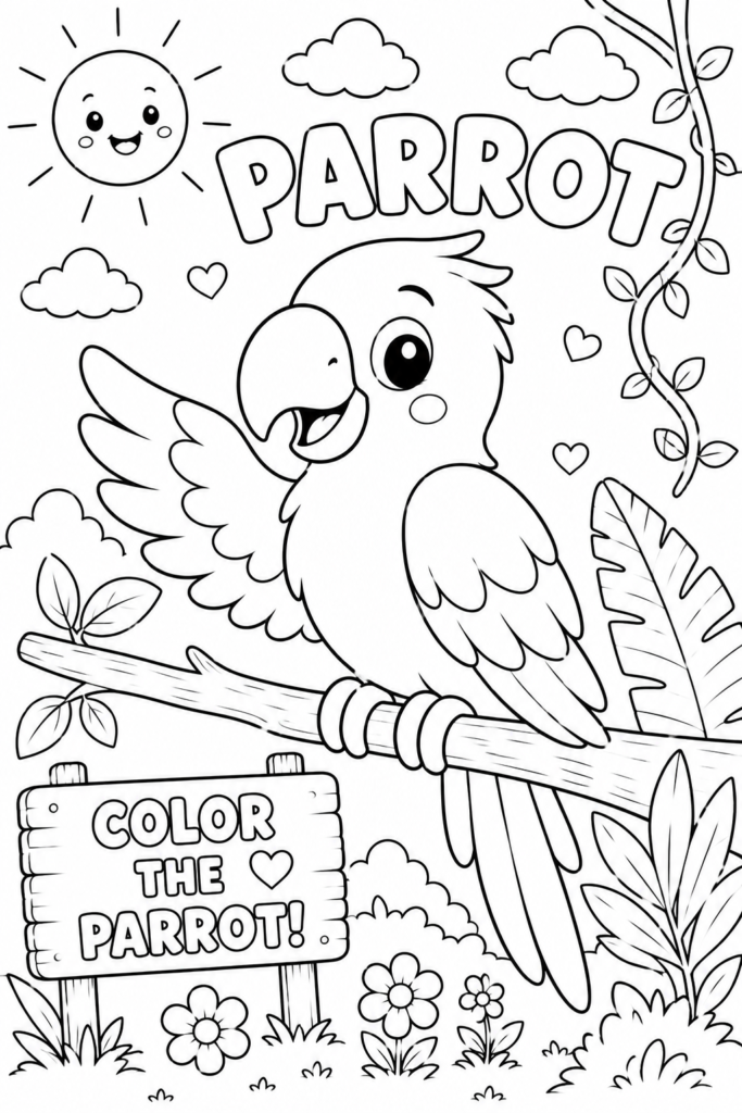Free Printable Parrot Coloring Page