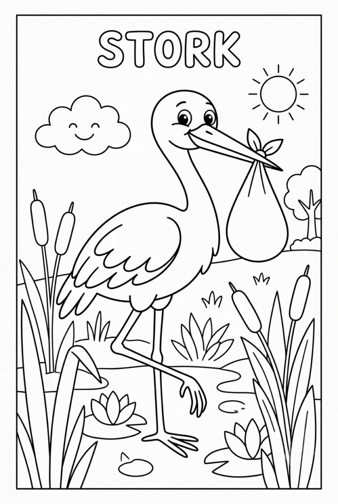Download Your Free Stork Coloring Page